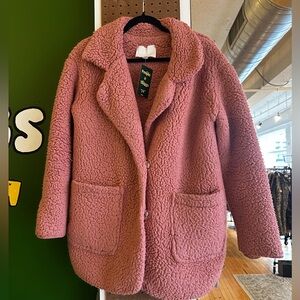 Anthropologie Pink Sherpa Jacket